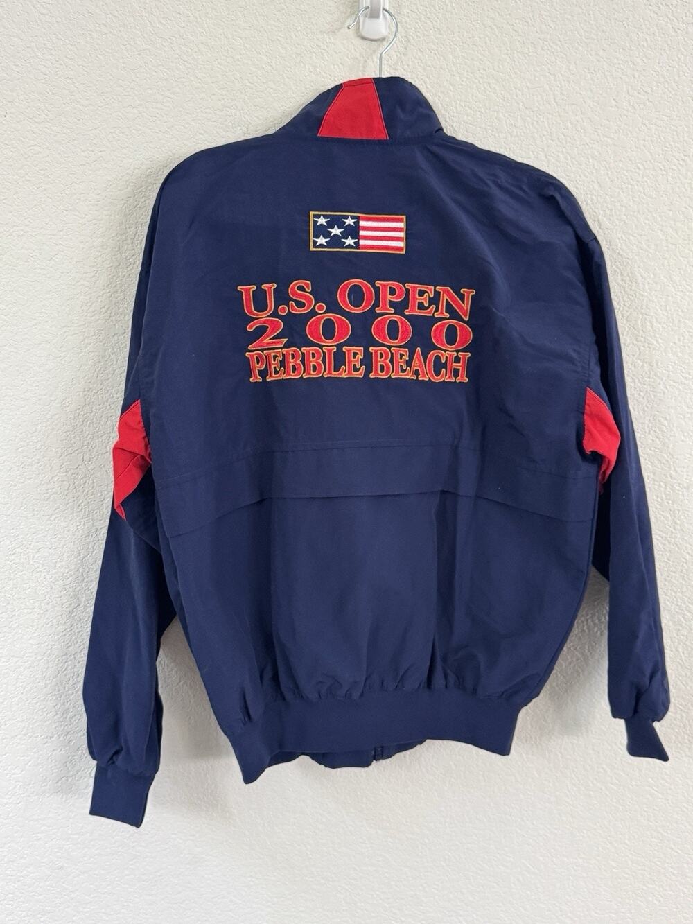 Vintage NWT Pebble Beach 2000 Men’s Jacket Medium Pockets Blue 100th U.S. Open